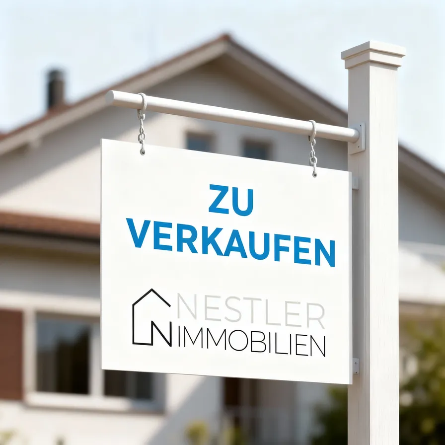 For sale sign in front of a house with Nestler Immobilien logo